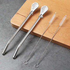 Strainer Straw with 304 Stainless Steel Spoon