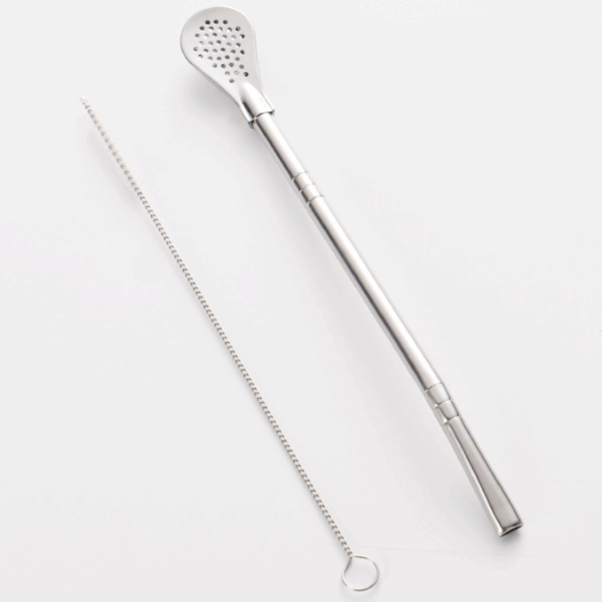 Strainer Straw with 304 Stainless Steel Spoon