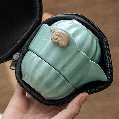 Ru Kiln Convenient Tea Cup Set Outdoor Camping Portable Tea Set