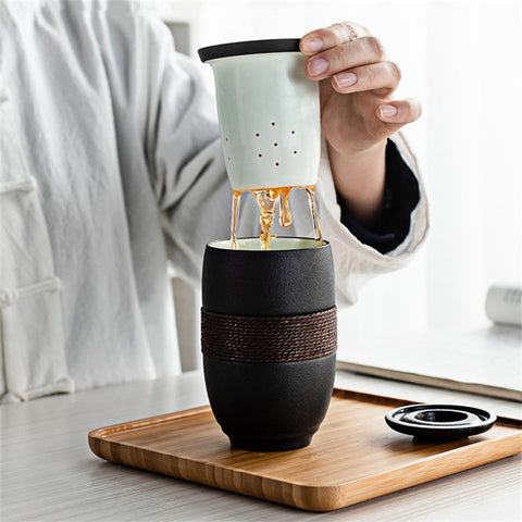 Ceramic Mug Filter Tea Cup With Lid Tea Separation Cup