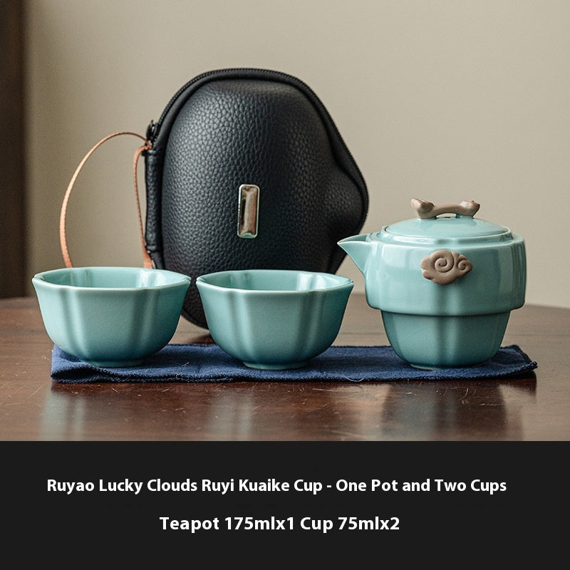 Ru Kiln Convenient Tea Cup Set Outdoor Camping Portable Tea Set