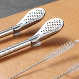 Strainer Straw with 304 Stainless Steel Spoon