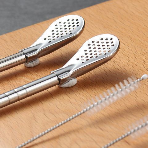 Strainer Straw with 304 Stainless Steel Spoon - Tea Start - teapot- Tea Start