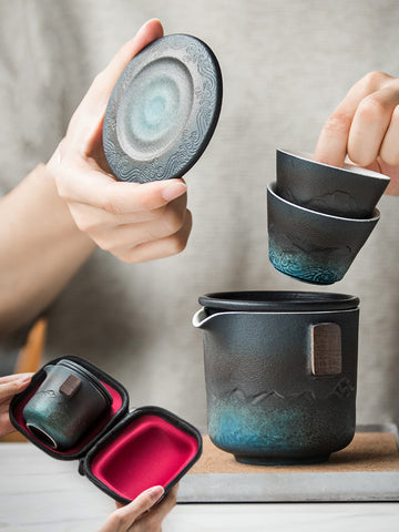 Ceramic Portable Travel Tea Set Outdoor Kung Fu Tea