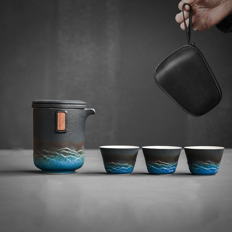 Ceramic Portable Travel Tea Set Outdoor Kung Fu Tea