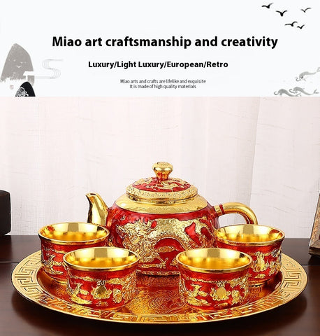 Chinese Tea Set Suit Household Retro Creative Teapot Tea Cup Tray